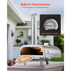 Pizza Oven Outdoor, 12 In. Pellet Pizza Oven, Portable Pizza-Stove, Wood Fired Stainless Steel Pizza-Maker