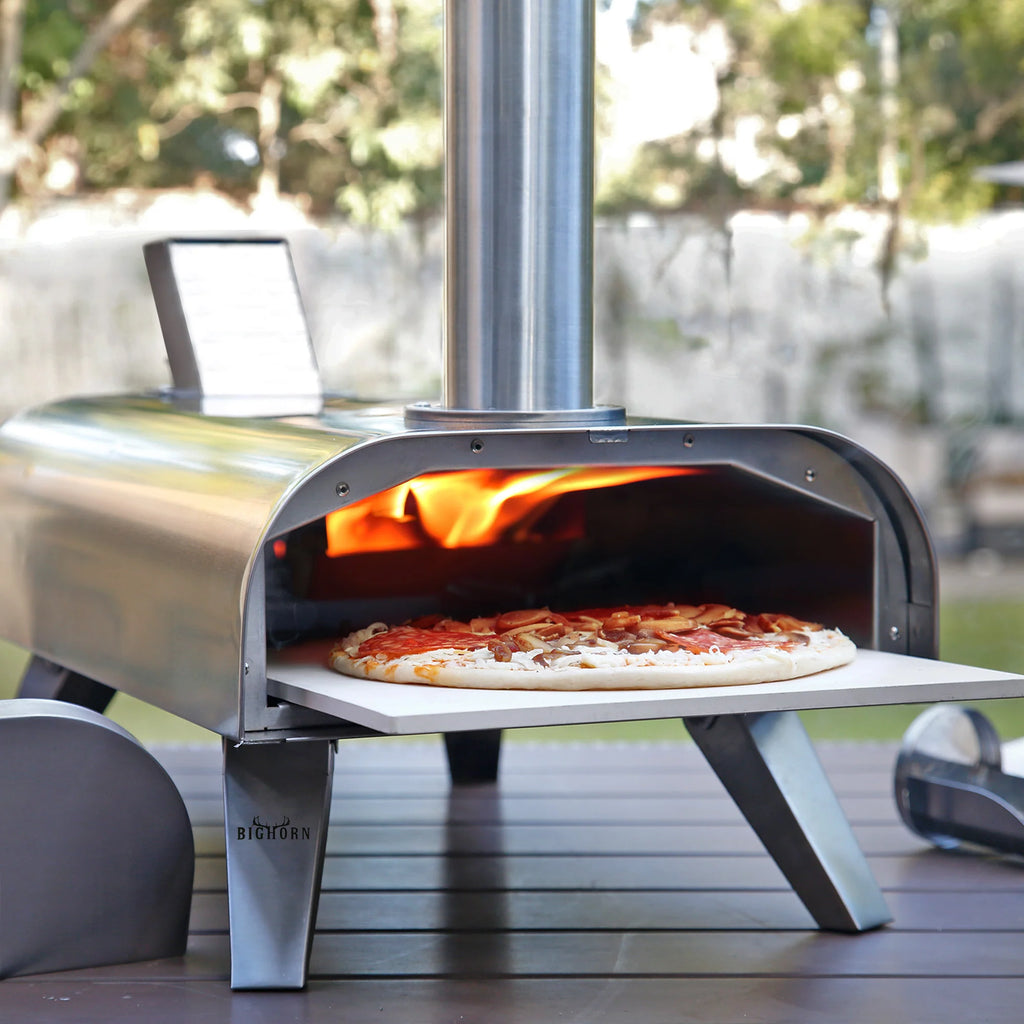 12" Wood Pellet Pizza Oven, Black/Silver, Compatible with Gas Burner and Electric Heater Accessories (Sold Separately)