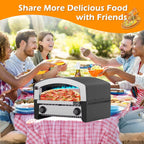 Portable Professional Outdoor Pizza Oven Used on Gas or Charcoal BBQ Grill with Pizza and Wooden Handle