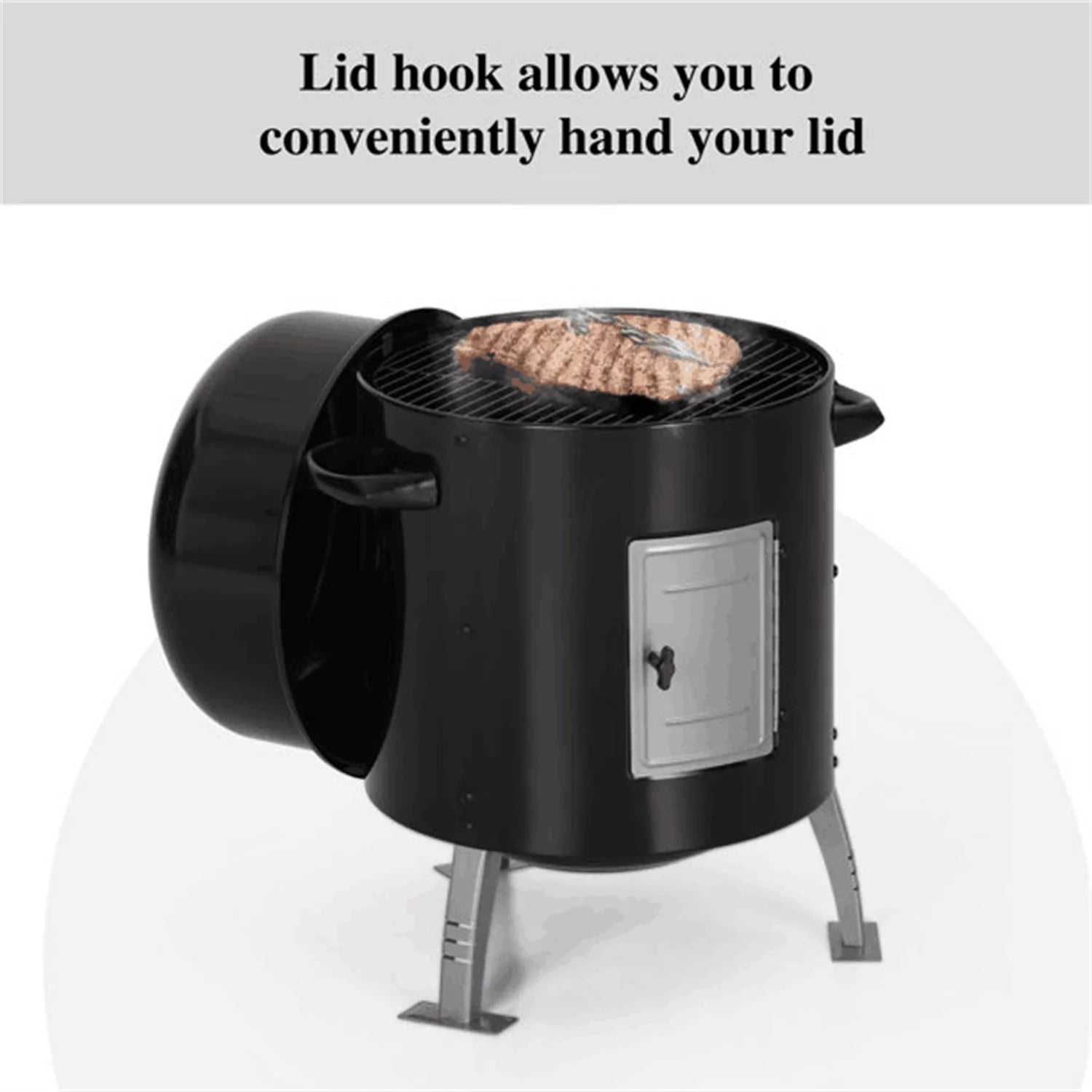 17-Inch Vertical Charcoal Smoker Grills 2 in 1 BBQ Grill & Smoker, Black