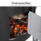 17-Inch Vertical Charcoal Smoker Grills 2 in 1 BBQ Grill & Smoker, Black