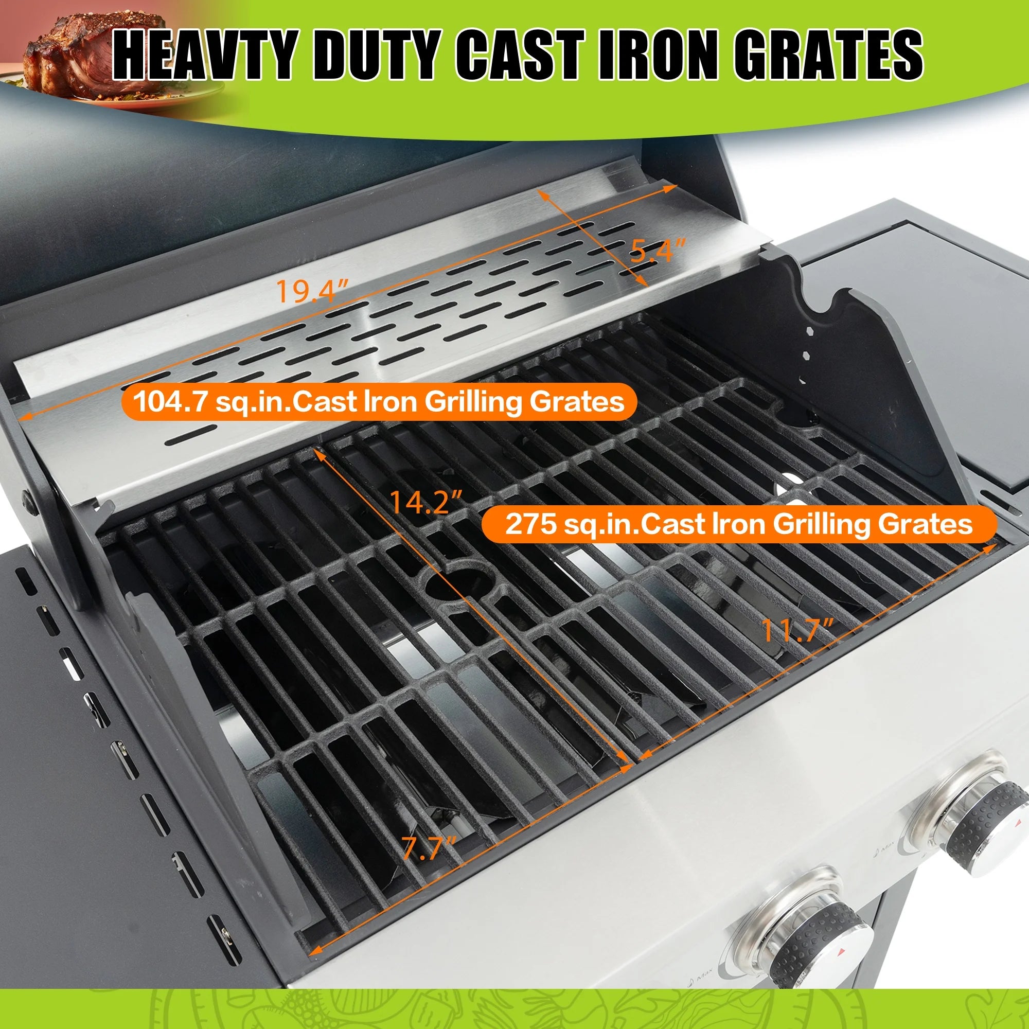 Propane Grill 3 Burner Barbecue Grill Stainless Steel Gas Grill with Side Burner & Grill Cover