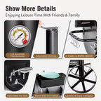 Extra Large Heavy-Duty Offset Charcoal Smoker in Black