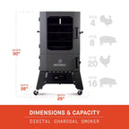 40In. Digital Charcoal Smoker in Gray , 1320 Sq. In. of Cooking Space