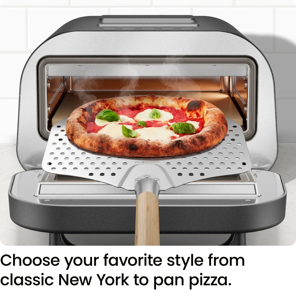 High Heat Indoor Electric Pizza Oven - Makes 12 Inch Pizzas, 800°F Max Temp - Black