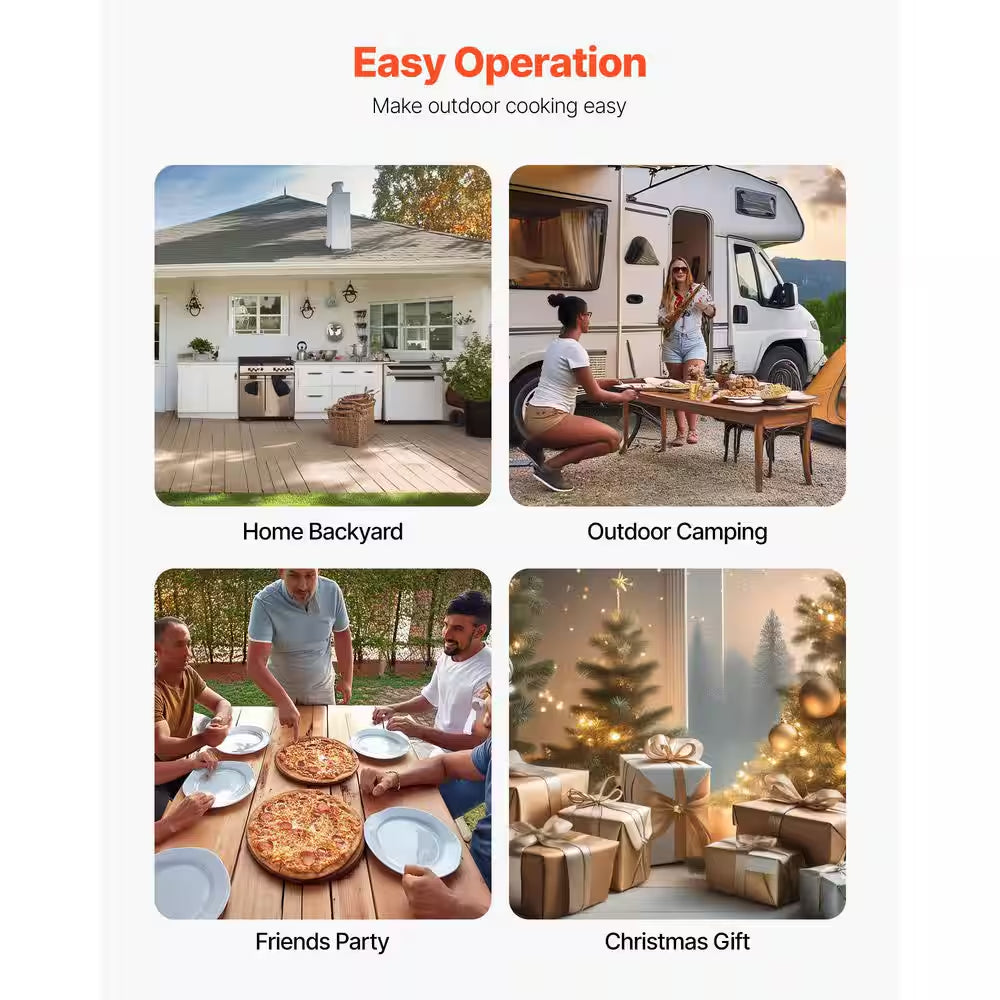 Pizza Oven Outdoor, 12 In. Pellet Pizza Oven, Portable Pizza-Stove, Wood Fired Stainless Steel Pizza-Maker