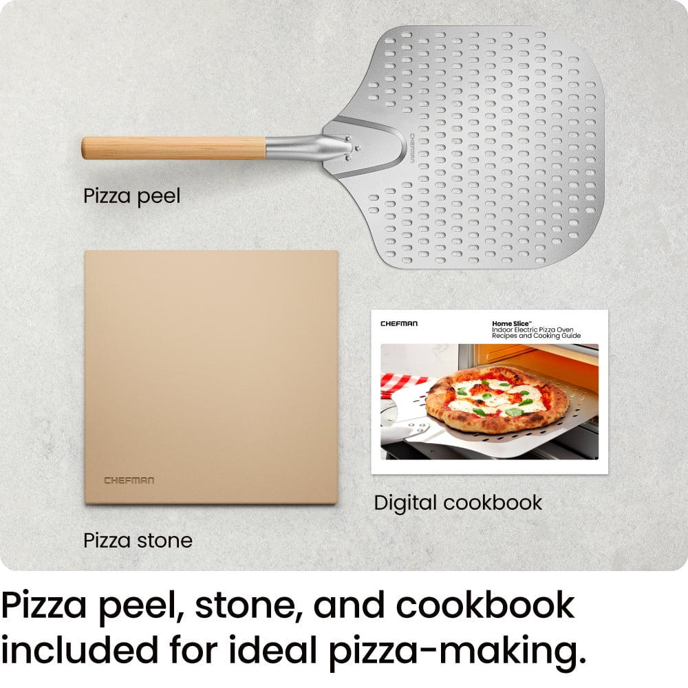 High Heat Indoor Electric Pizza Oven - Makes 12 Inch Pizzas, 800°F Max Temp - Black