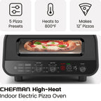 High Heat Indoor Electric Pizza Oven - Makes 12 Inch Pizzas, 800°F Max Temp - Black