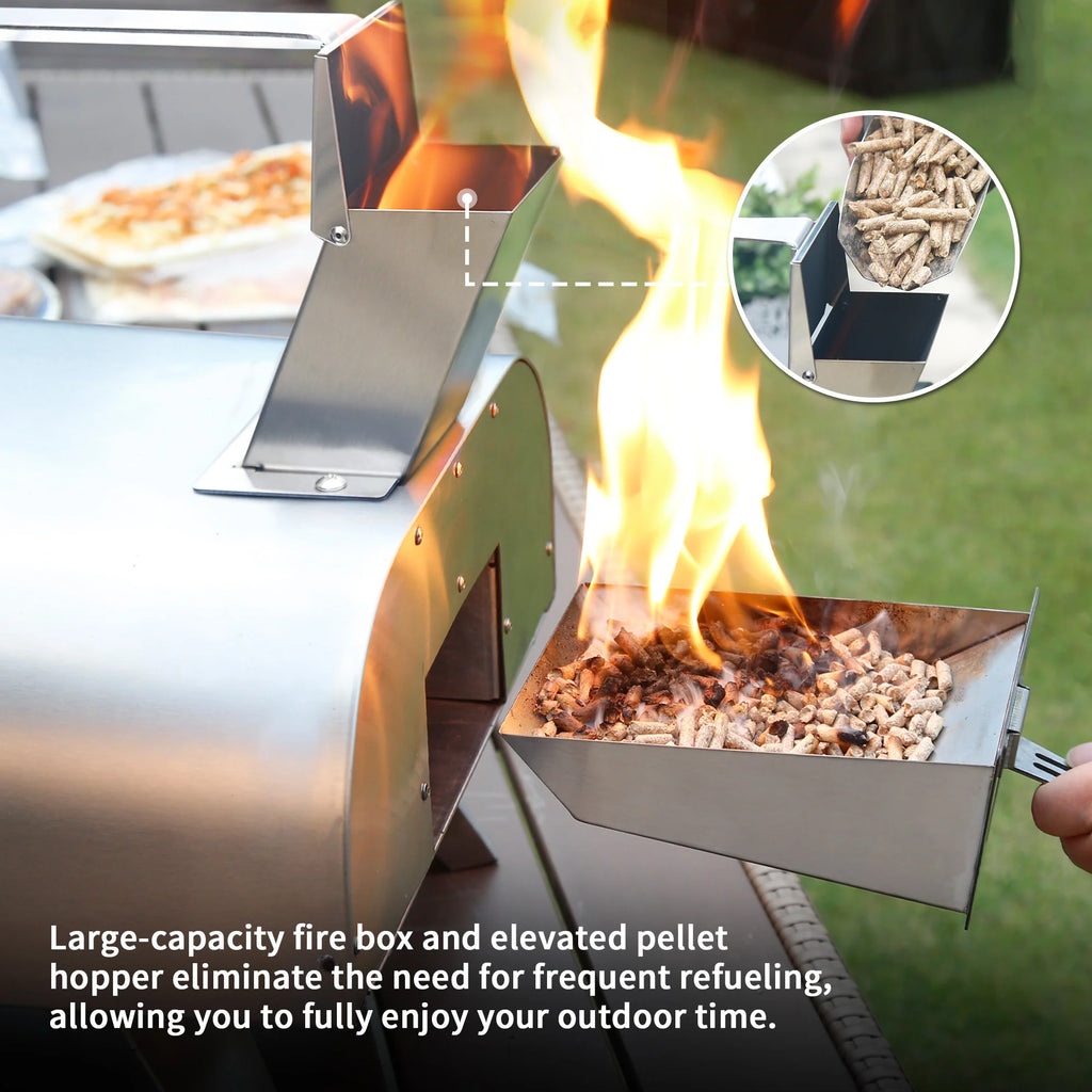 12" Wood Pellet Pizza Oven, Black/Silver, Compatible with Gas Burner and Electric Heater Accessories (Sold Separately)