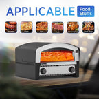 Portable Professional Outdoor Pizza Oven Used on Gas or Charcoal BBQ Grill with Pizza and Wooden Handle