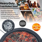 52'' Large Fire Pits for Outside, 4 in 1 Expandable Firepit Stove for BBQ & Party, Cold-Rolled Steel Fire Pit Tables with BBQ Net, Poker, Grill Brush and Protective Cover