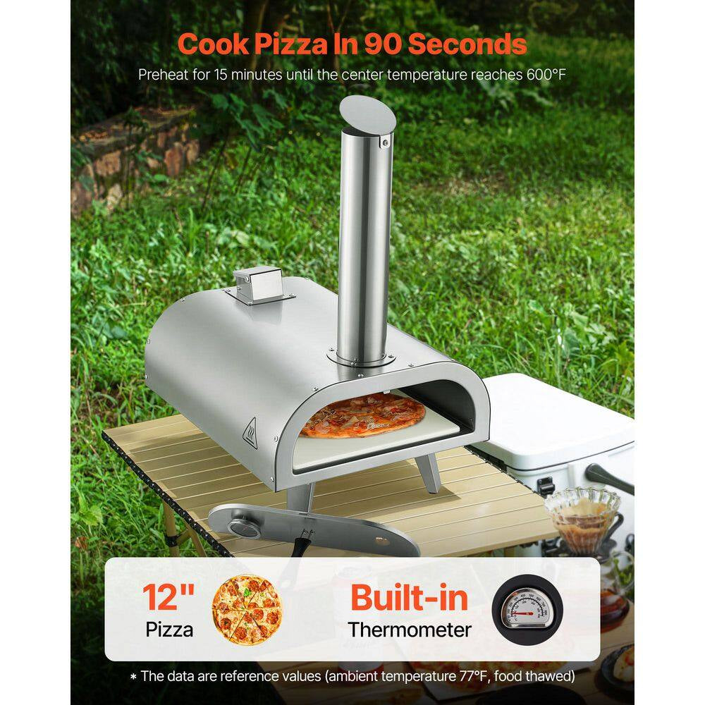 Pizza Oven Outdoor, 12 In. Pellet Pizza Oven, Portable Pizza-Stove, Wood Fired Stainless Steel Pizza-Maker