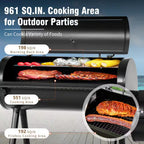 Extra Large Heavy-Duty Offset Charcoal Smoker in Black