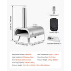 Pizza Oven Outdoor, 12 In. Pellet Pizza Oven, Portable Pizza-Stove, Wood Fired Stainless Steel Pizza-Maker