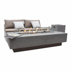 Hampton Concrete Fire Pit 56" X 32" Outdoor Patio Firepit Includes Lava Rocks Modern Fire Pits & Outdoor Fireplaces for Garden, Deck, Indoor & Outdoor Heating