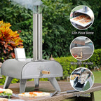 12" Wood Pellet Pizza Oven, Black/Silver, Compatible with Gas Burner and Electric Heater Accessories (Sold Separately)